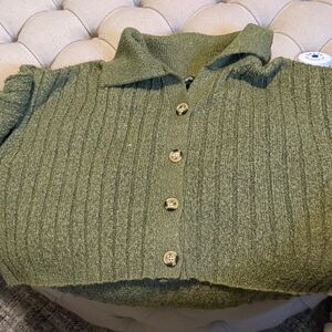 Wild Fable Olive Button-Up Cardigan